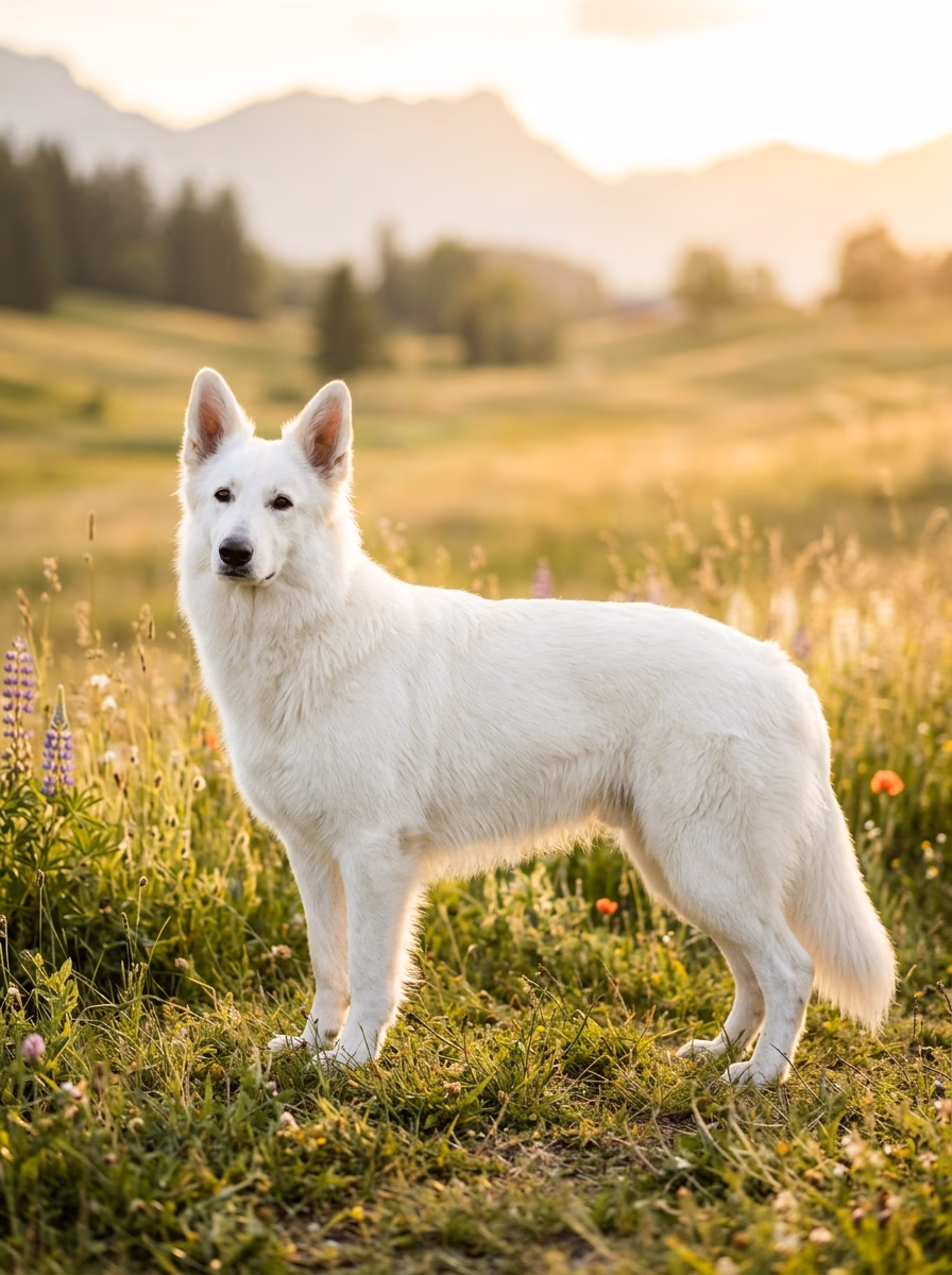 Weißer Schweizer Schäferhund im Portrait, Kennel of White Condor