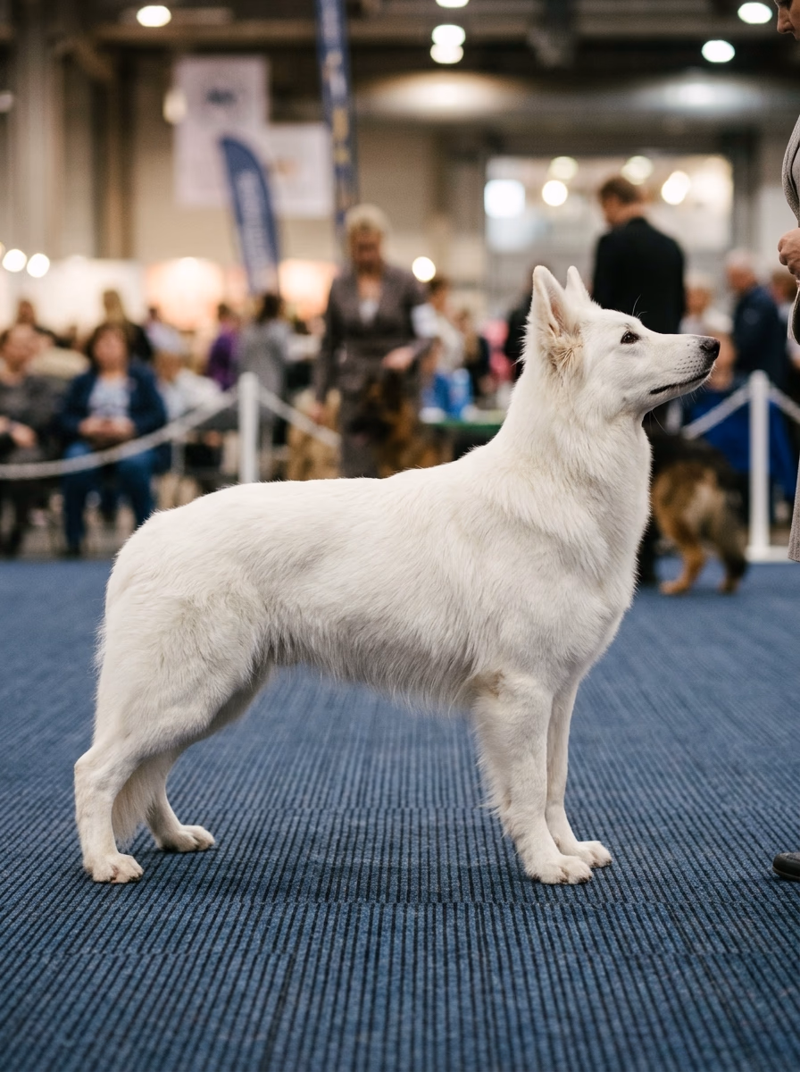 Zeta-Jones of White Condor im Ausstellungs-Ring